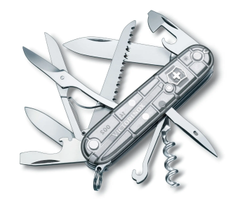 Victorinox Scyzoryk Huntsman, SilverTech transparentny, celidor, 91mm