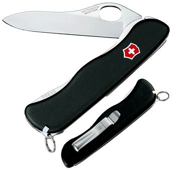 Victorinox Scyzoryk Sentinel One Hand z klipsem. czarny. Nylon 111mm