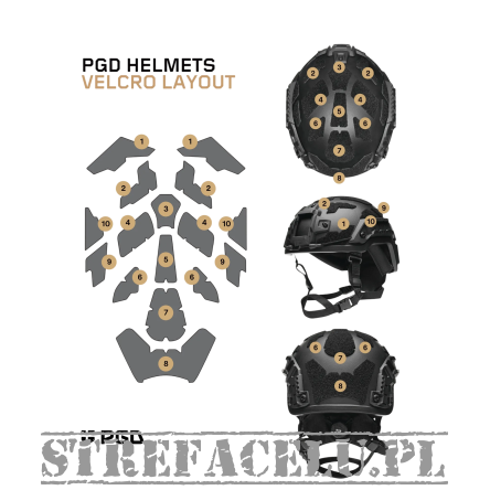 Zestaw rzepów na hełm typu ARCH/MICH, kolor: Czarny