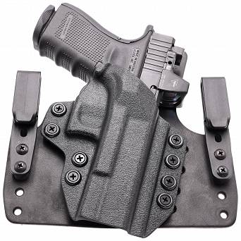 Kabura wewnętrzna prawa do pistoletu Glock 17/19/45/26, RH IWB kydex/leather hybrid tucable, kolor: czarny