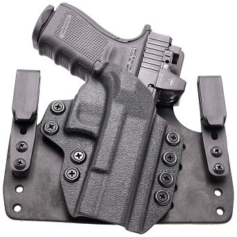 Kabura wewnętrzna prawa do pistoletu Glock 17/19/45/26, RH IWB kydex/leather hybrid tucable, kolor: czarny