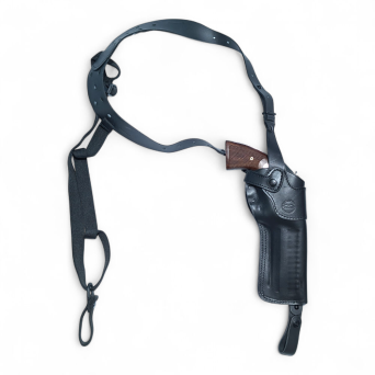 Kabura skórzana pionowa na szelkach do rewolweru Taurus Raging Hunter 6.75" kal .44, RH, kolor: Czarny