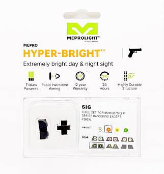 Tritium Sights, Model : Hyper Bright, Manufacturer : Meprolight, Compatibility : Sig Sauer P226