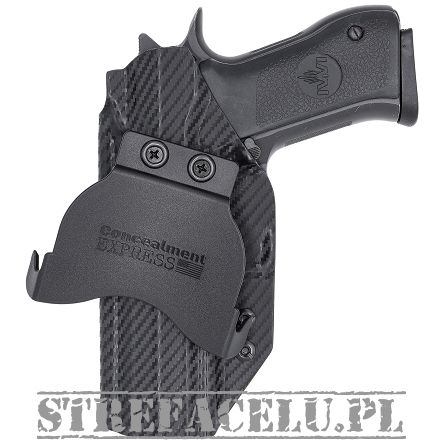 Kabura zewnętrzna prawa do pistoletu IWI Jericho 941 FS9 stalowy szkielet Mid Size, RH OWB kydex, kolor: carbon