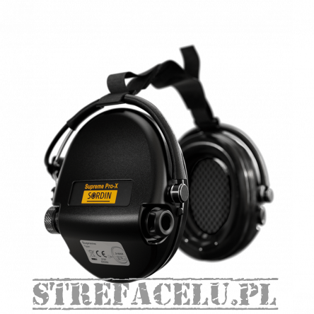 Słuchawki aktywne Sordin Supreme Pro-X Neckband  - nakarkowe, czarne, żelowe wkładki- 76302-X-02-G-S