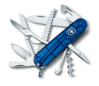 Victorinox Scyzoryk Huntsman, niebieski transparentny, celidor, 91mm