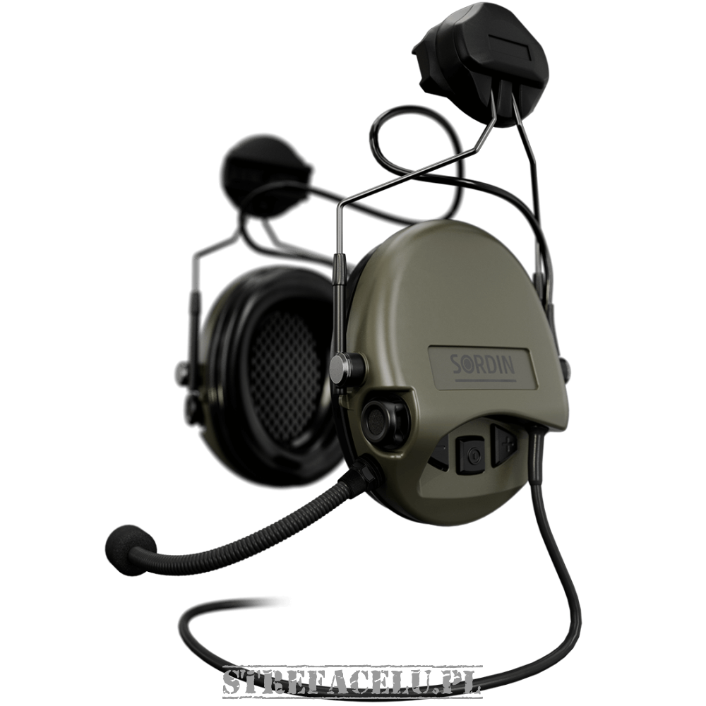 Słuchawki Sordin Supreme Mil CC montaż na hełm ARC, TP120 - aktywne ochroniki słuchu z komunikacją  - 72332-06-S