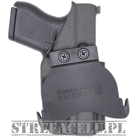 Kabura zewnętrzna lewa do pistoletu Glock 43/43X MOS, LH OWB kydex, kolor: czarny