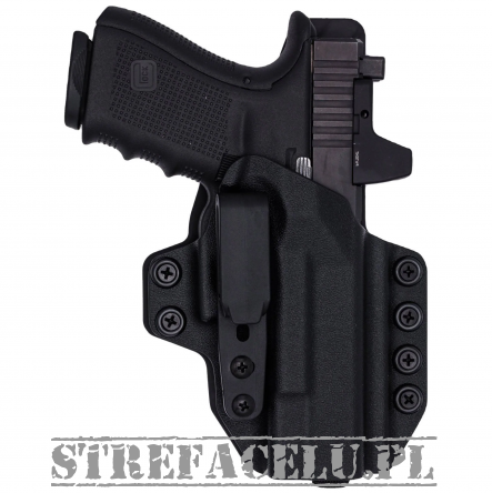 Kabura wewnętrzna prawa do pistoletu Glock 17/19/22/23/26/27/31/32/33/45, RH IWB kydex hybrid tucable, kolor: czarny