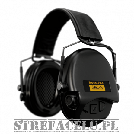 Słuchawki aktywne Sordin Supreme Pro-X SLIM Leather Czarne nagłowne  SOR74302-X/L-02-S