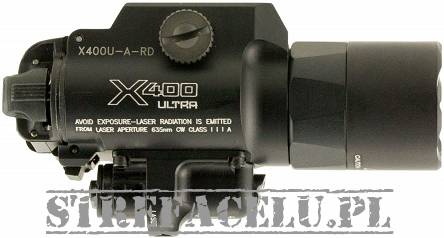 Latarka SureFire Mod.X400U-A-RD, Ultra-High output LED Hangun Light + Red Laser