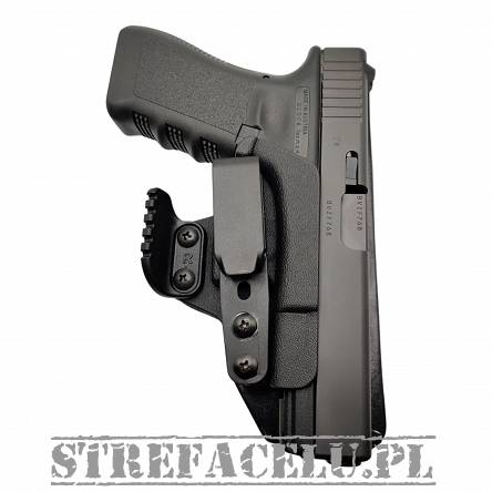 Kabura wewnętrzna na kabłąk pistoletu Glock 17/19/45/26 OR, IWB hybrid/leather, kolor: czarny