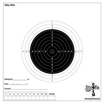 Tarcza strzelnicza karabin dowolny 50m - Kdw-50m - pierścieniowa - 20szt.